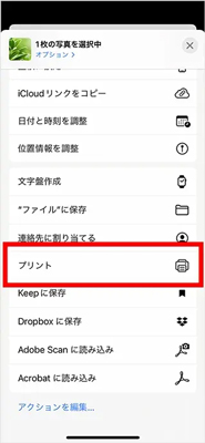 「プリント」を選択する