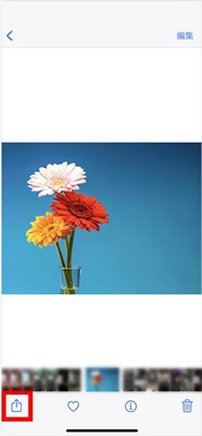 「共有」アイコンをタップする