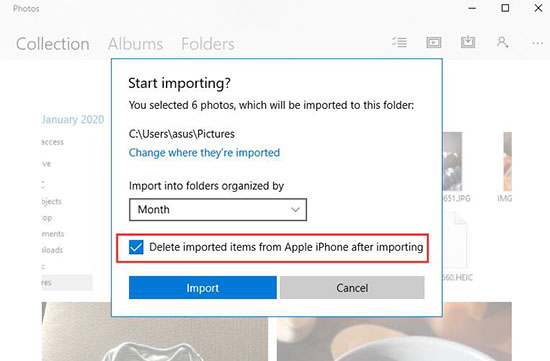 Delete imported items after importing