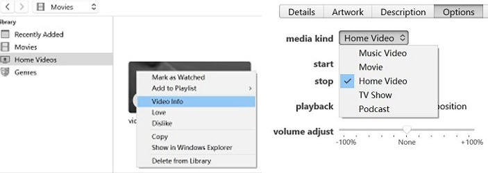 Change Video Type in iTunes