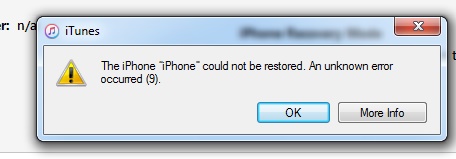 iTunes error code 9