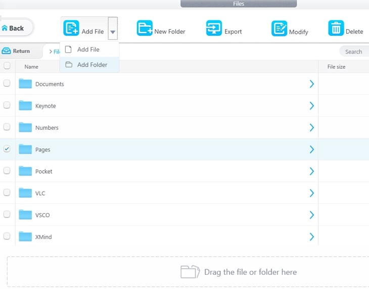 Manage document in default files app