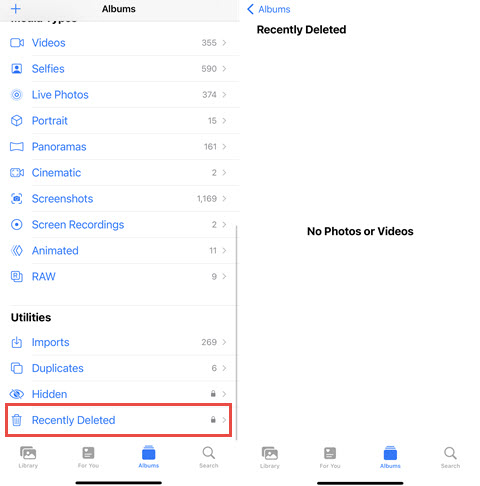 Recover Deleted Photos on iPhone from Recently Deleted Folder