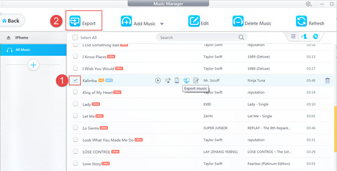 Export Music from iPhone to Music