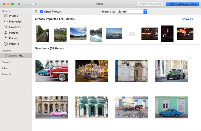 Import photos in Mac photos app