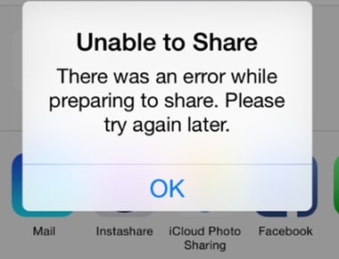 Unable to Share Error