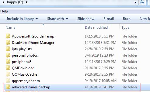 itunes backup location windows 10