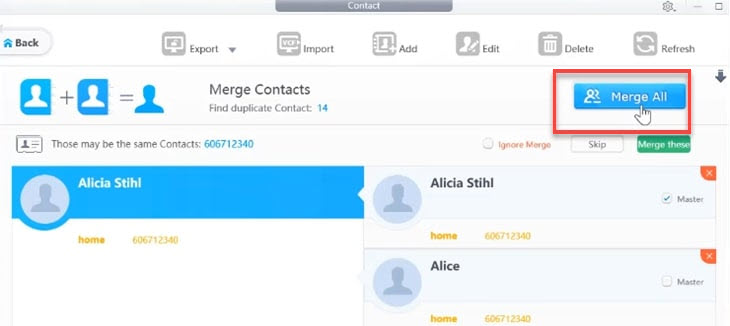 merge duplicate contacts iphone 6