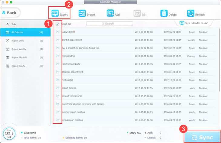 Export Calendar