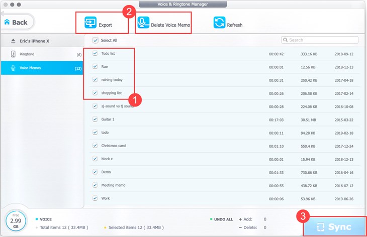 export voice to mac